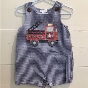 Mud Pie Shortail Firetruck Overalls